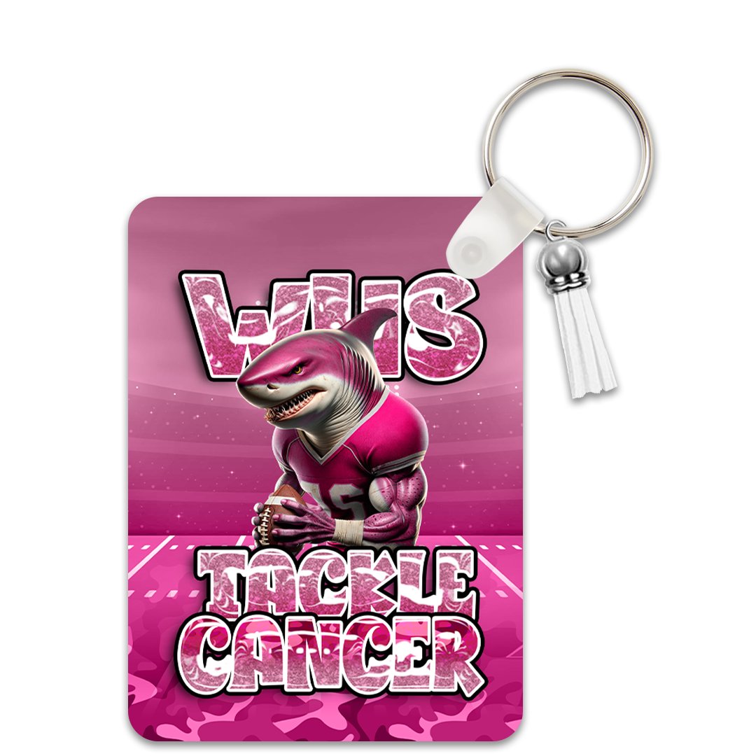 PinkOut Tackle Cancer Square Keychain