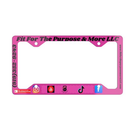 Custom Business License Plate Frame – Personalized Pink Car Frame with Social Icons & Brand Name