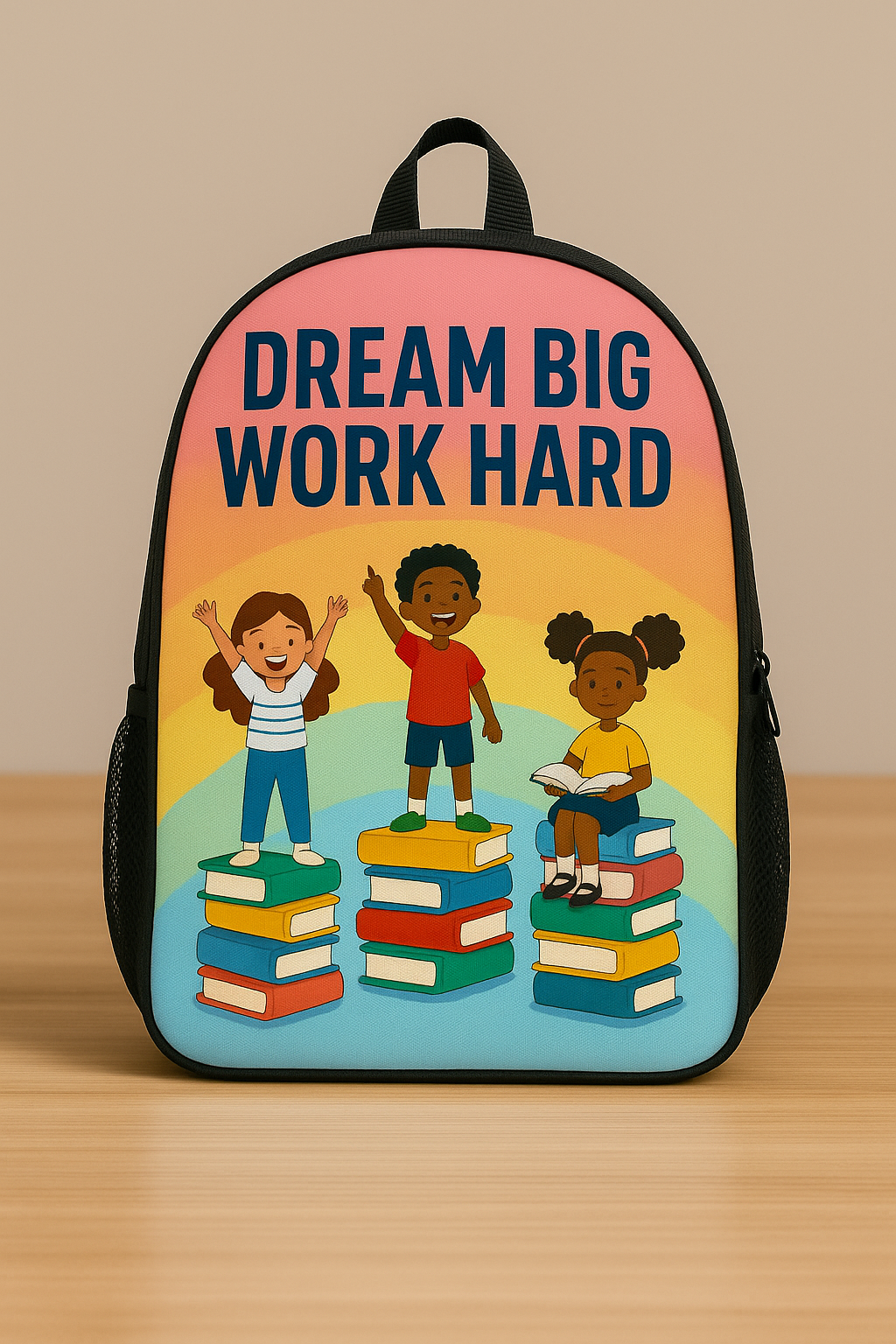 Custom Kids Backpack – “Dream Big, Work Hard” Personalized School Backpack for Kids