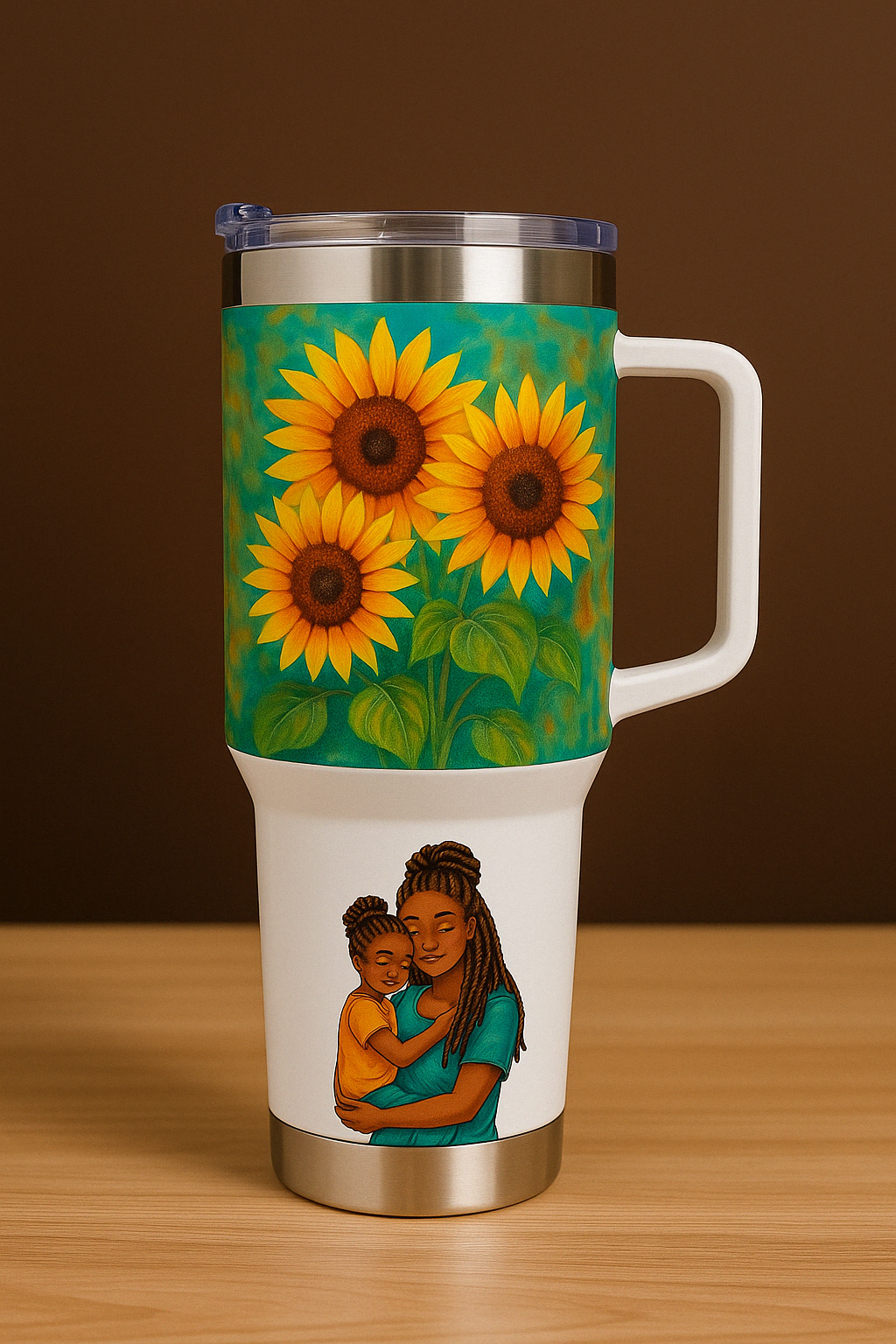Custom 42oz Sublimation Tumbler with Handle & Straw β Full Color, Personalized Gift Cup