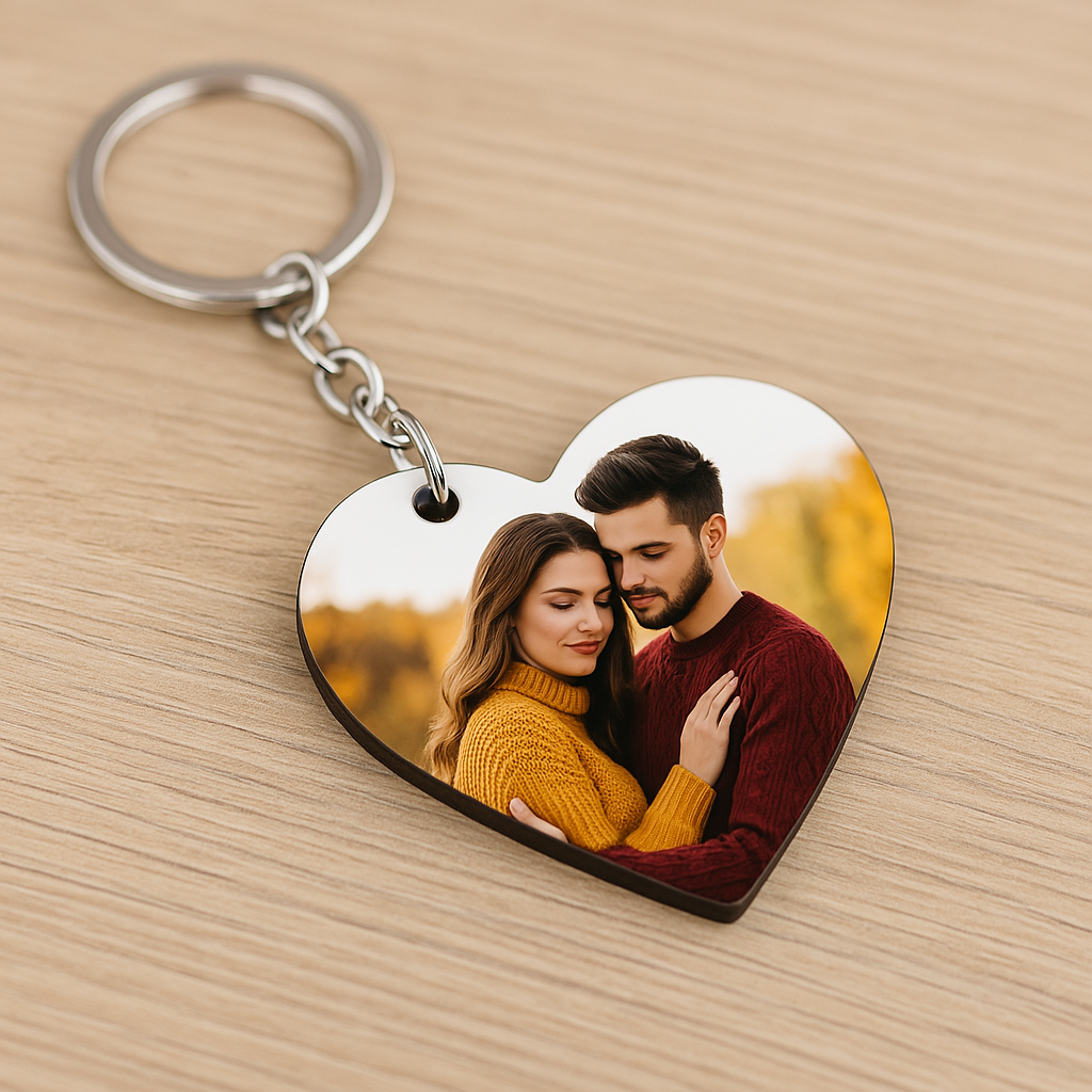 Custom Heart-Shaped Photo Keychain – Personalized Love Keepsake