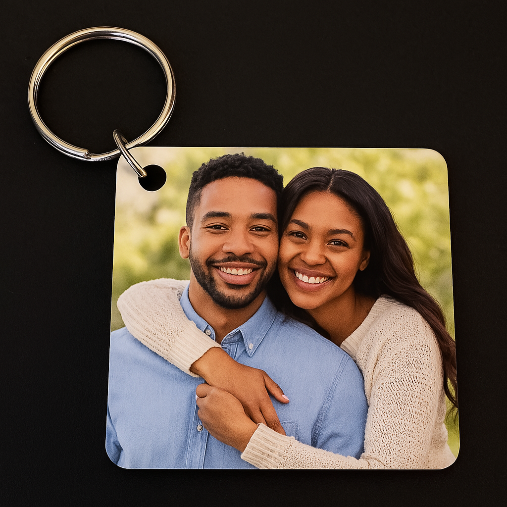 Custom Square Photo Keychain – Personalized Sublimation Everyday Keepsake