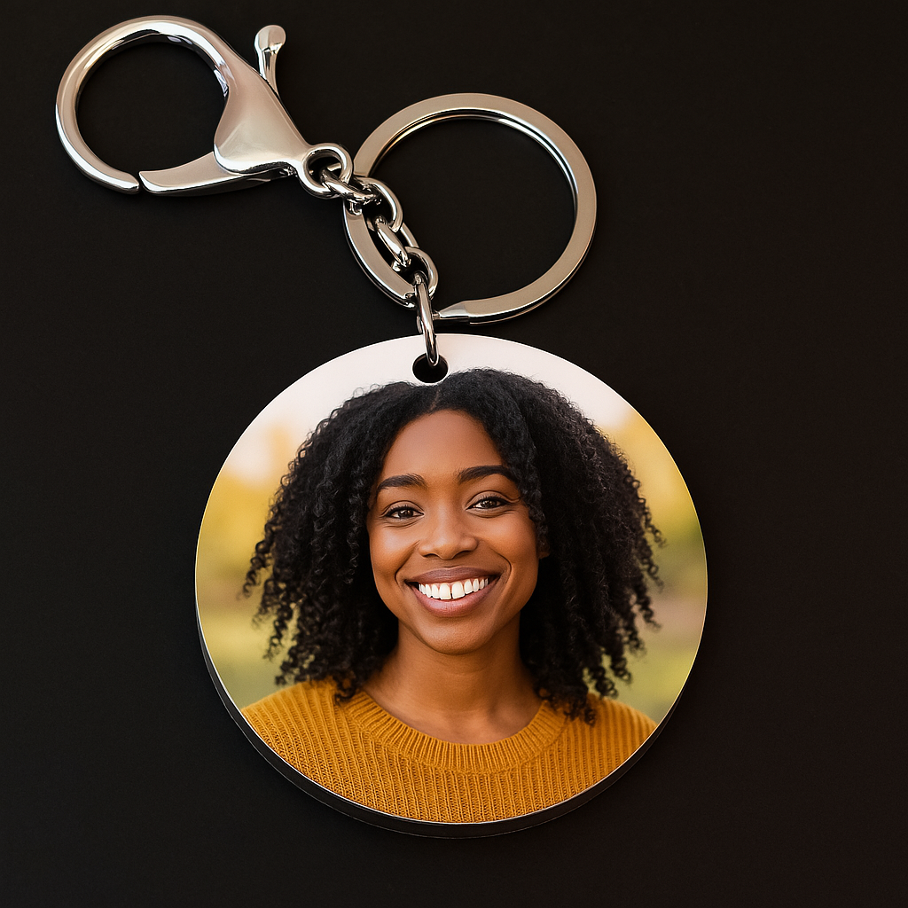 Custom Round Photo Keychain – Sleek Personalized Keepsake