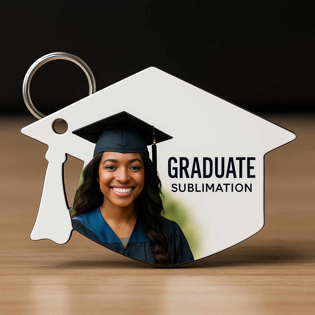 Graduation Cap Photo Keychain – Custom Sublimation Keepsake