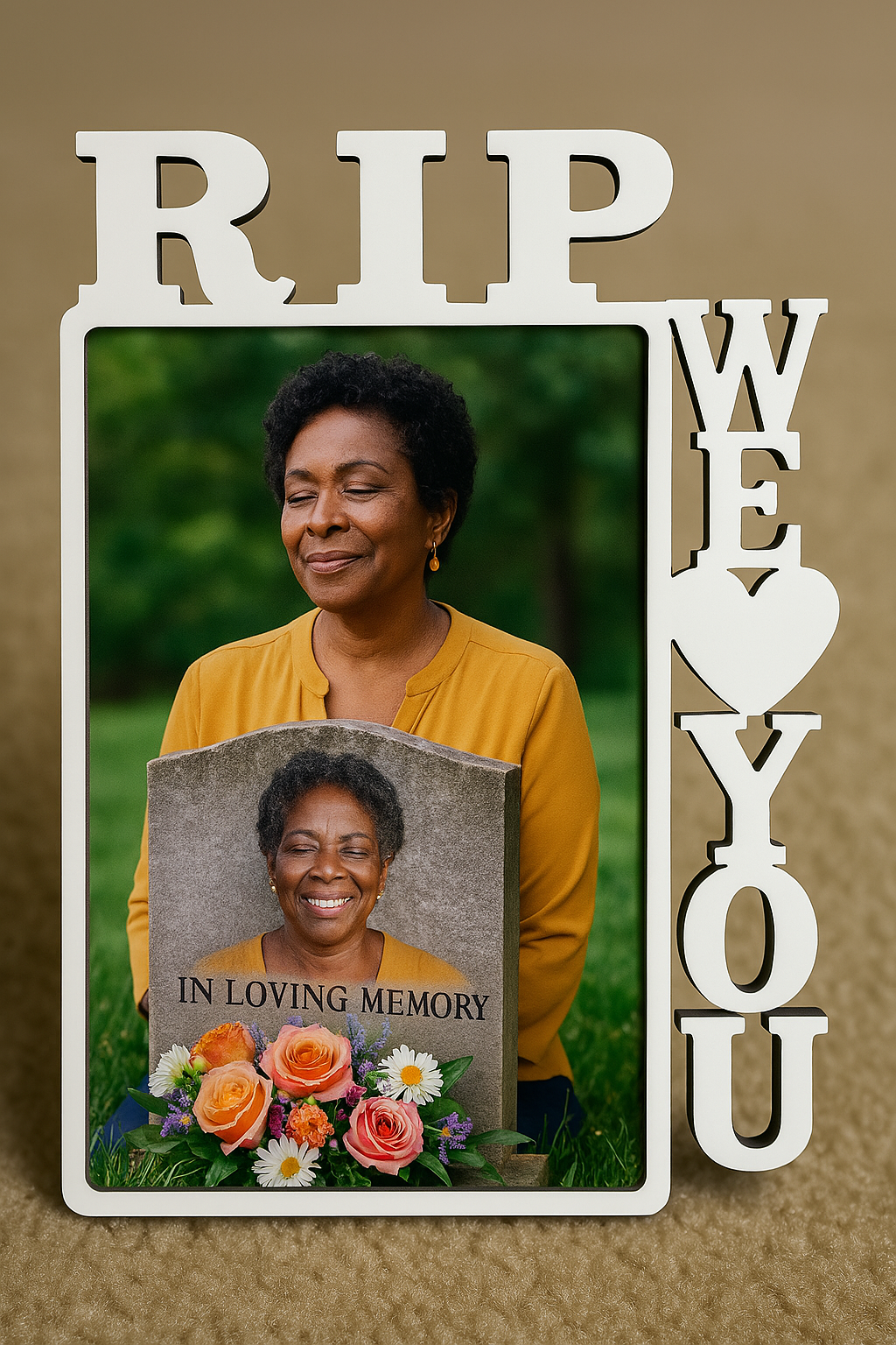 Custom Memorial Photo Frame – “RIP We ♥ You” Personalized Keepsake for Remembrance & Tribute