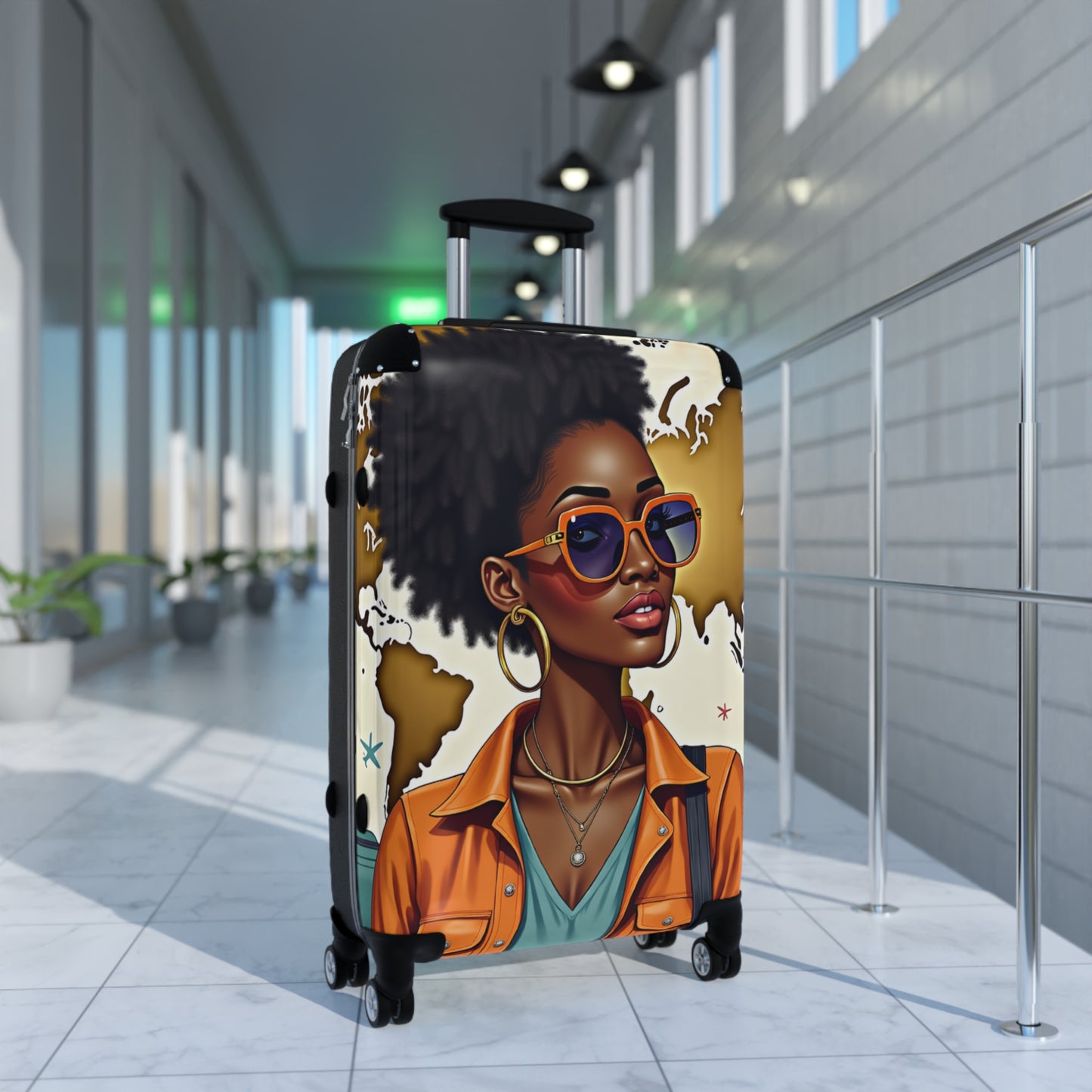Afro Chic Travel Luggage Set – Stylish Suitcases in Small, Medium & Large | Bold Melanin Art