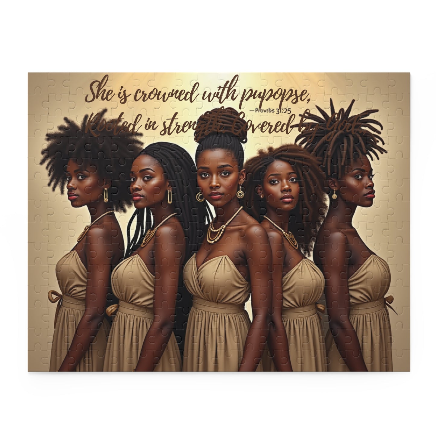 Strength in Sisterhood Puzzle | Inspirational African American Art Jigsaw | 14x11, 252 Pieces