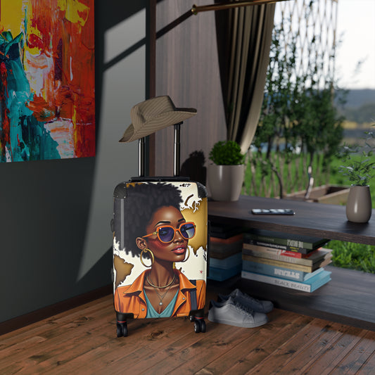 Afrocentric Art Suitcase – Bold Travel Luggage with Black Culture Design
