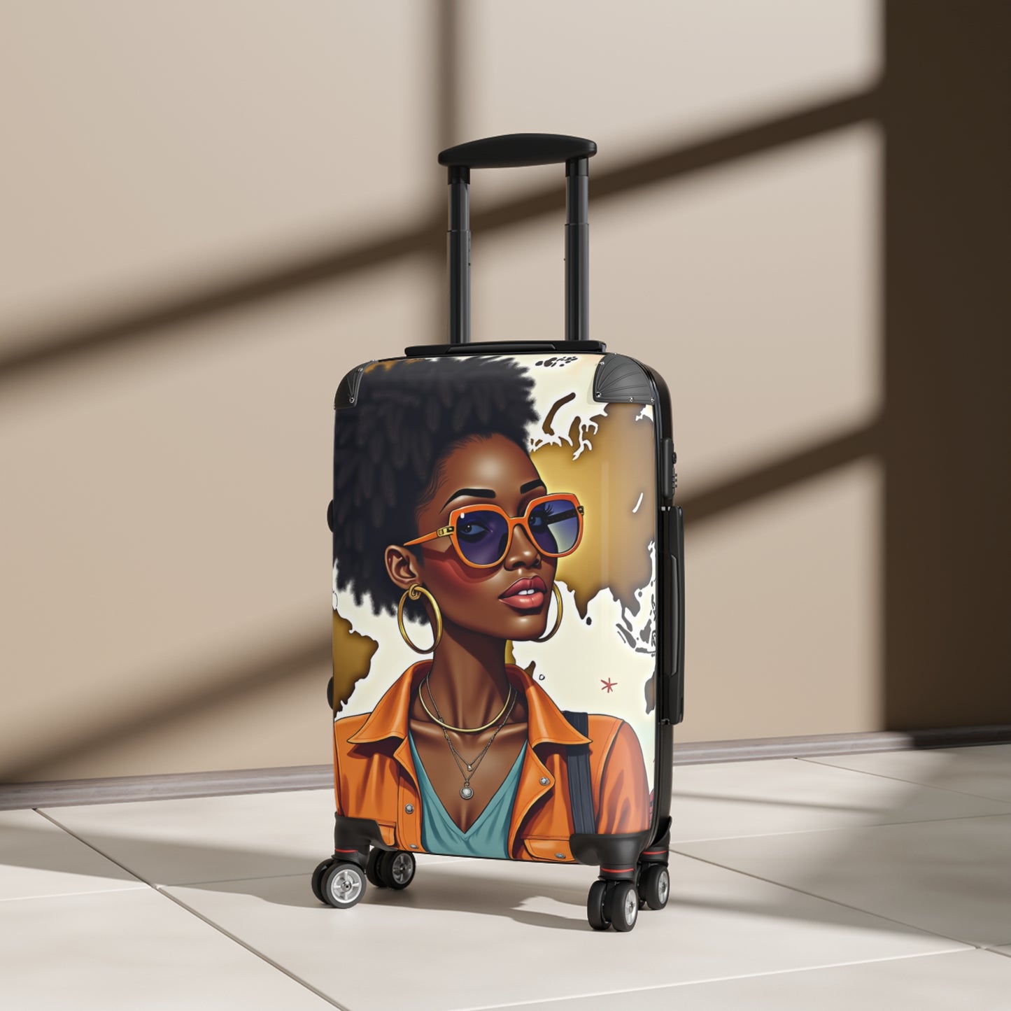 Afro Chic Travel Luggage Set – Stylish Suitcases in Small, Medium & Large | Bold Melanin Art