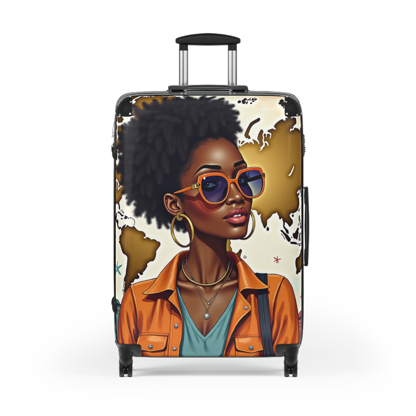 Afro Chic Travel Luggage Set – Stylish Suitcases in Small, Medium & Large | Bold Melanin Art