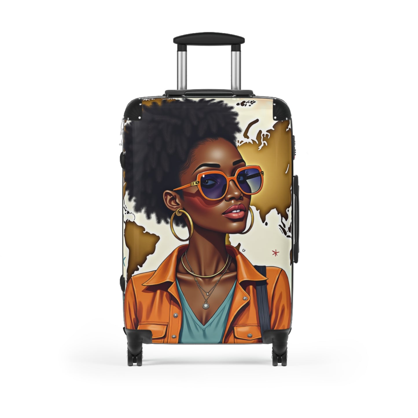 Afro Chic Travel Luggage Set – Stylish Suitcases in Small, Medium & Large | Bold Melanin Art