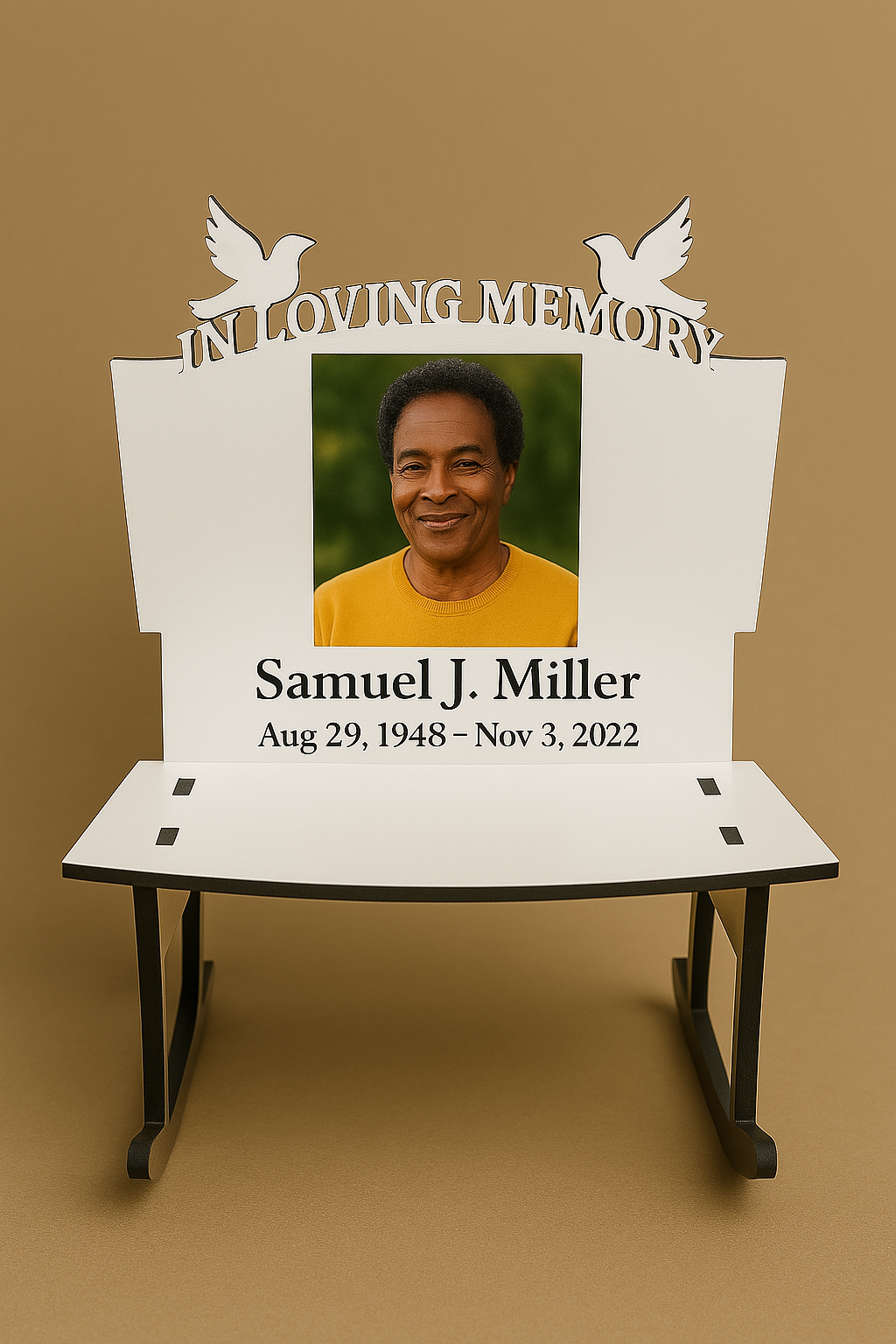 Tall “In Loving Memory” Bench with Dove Backrest
